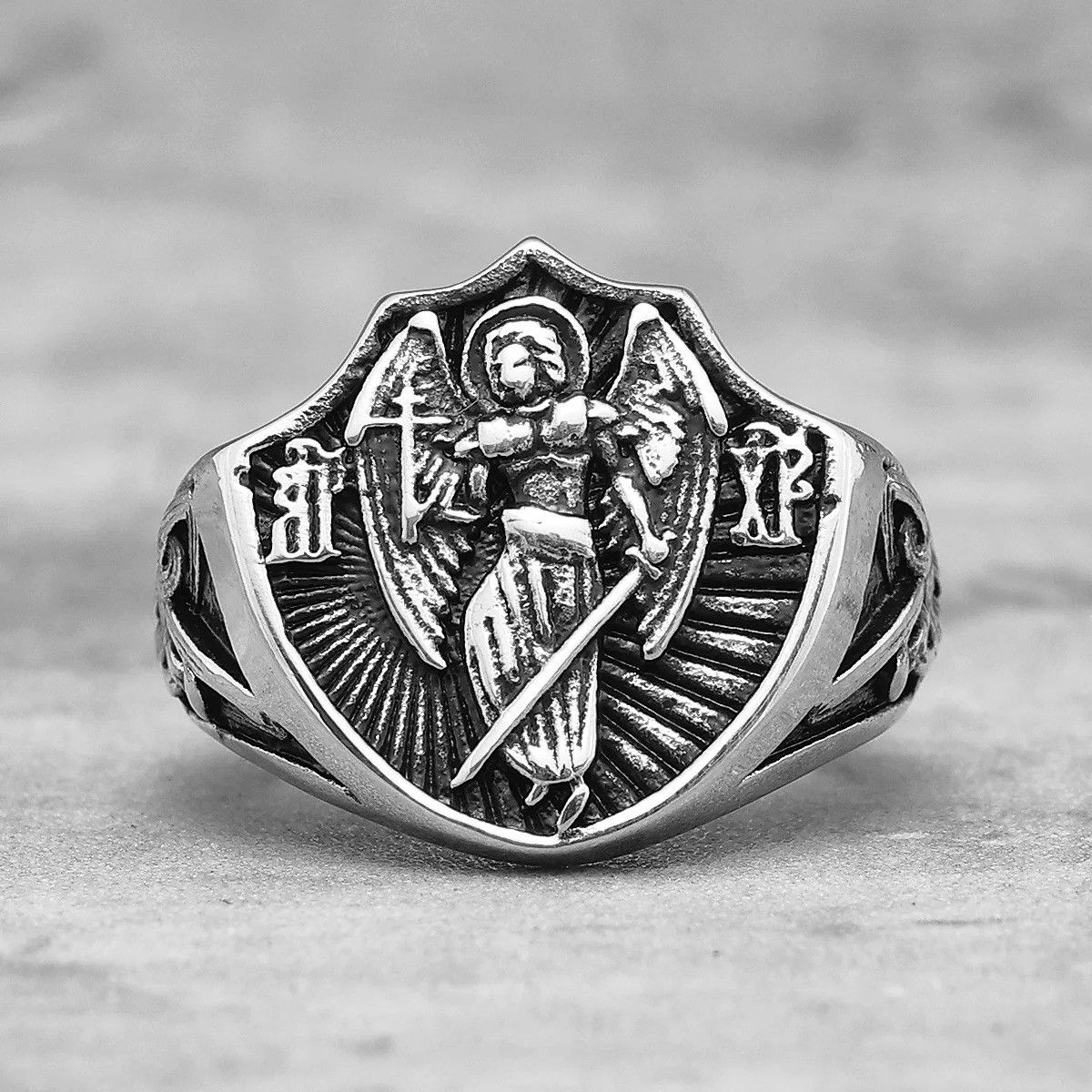 Jewelry St.Michael Religion Amulet Ring Streetwear Fashion Gift Size ONE SIZE - 4 Thumbnail