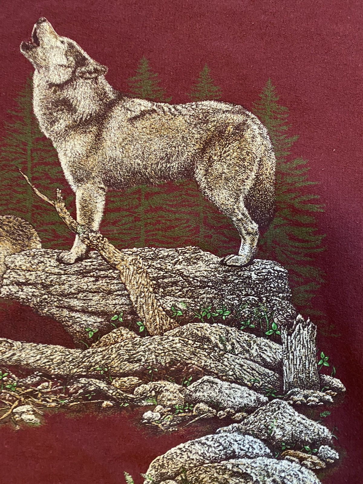 Gildan × Vintage Vintage 90’s Howling Wolf Maroon Crewneck Sweatshirt Size US XL / EU 56 / 4 - 6 Thumbnail