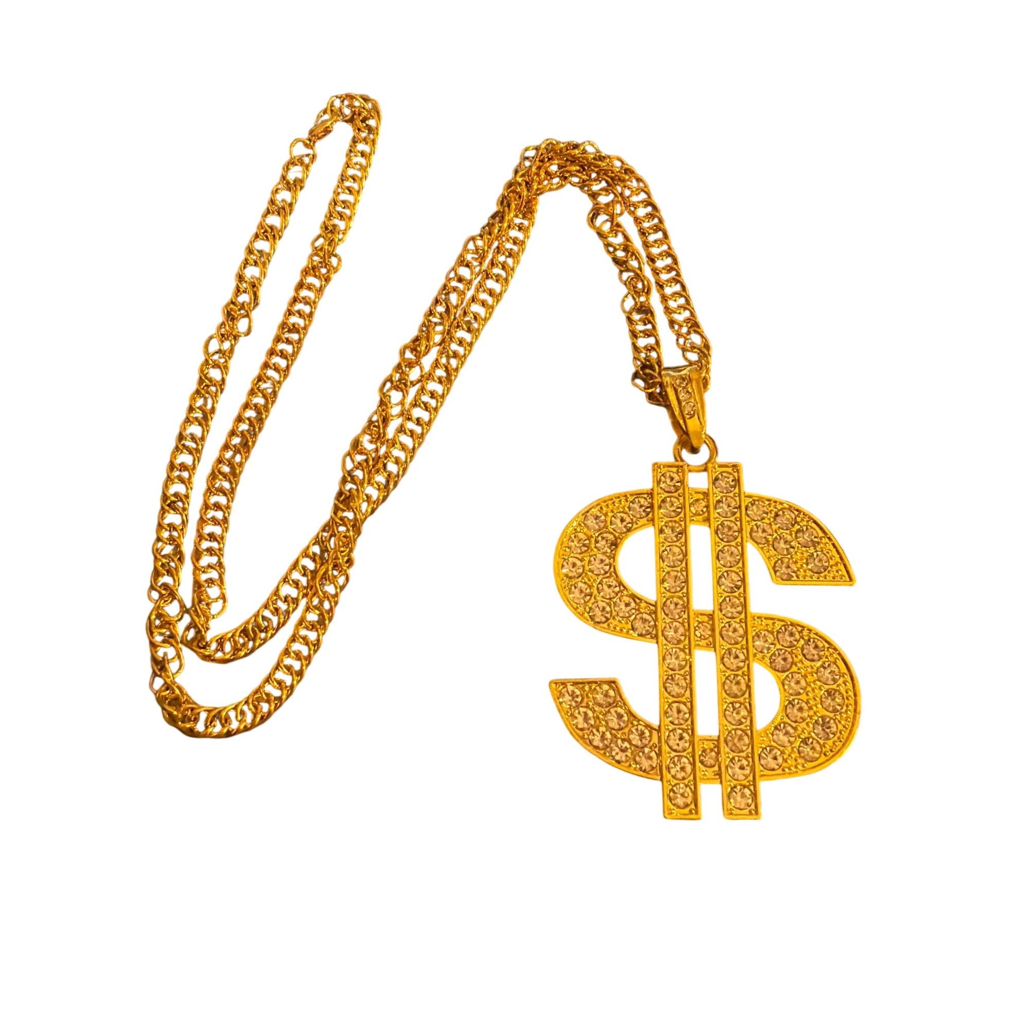 Other Gold Tone Dollar Sign Pendant Necklace Rhinestones Cosplay H Size ONE SIZE - 1 Thumbnail