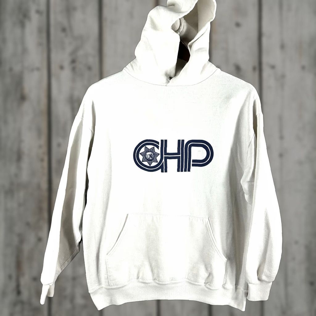 Jerzees VINTAGE Jerzees CHP Hoodie Mens Large Fleece Pullover Highway Patrol Training White Cotton Polyester Logo 90s Retro Sports USA Chest Patch Mens Hoodie Size US L / EU 52-54 / 3 - 1 Thumbnail