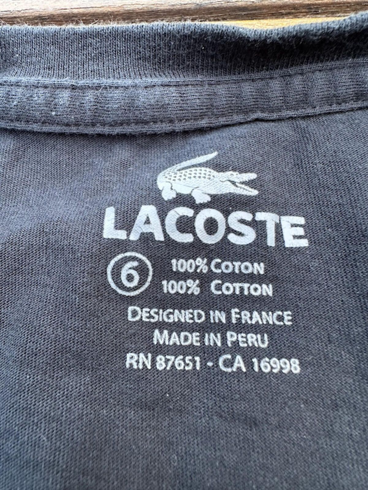 Lacoste Lacoste Black V-Neck Tee Shirt Size US L / EU 52-54 / 3 - 2 Thumbnail