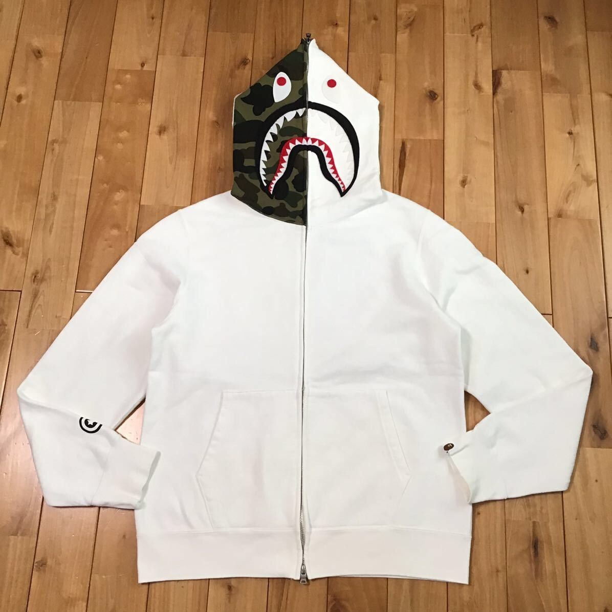 Bape BAPE Shark full zip hoodie 1st camo white a bathing ape Grailed