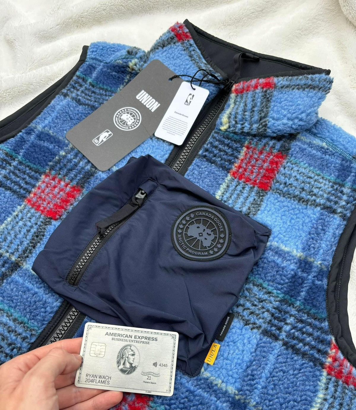 Canada Goose × NBA × Union LA Canada Goose x NBA x Union LA Legion Blue Plaid Fleece Vest Size US XL / EU 56 / 4 - 2 Thumbnail