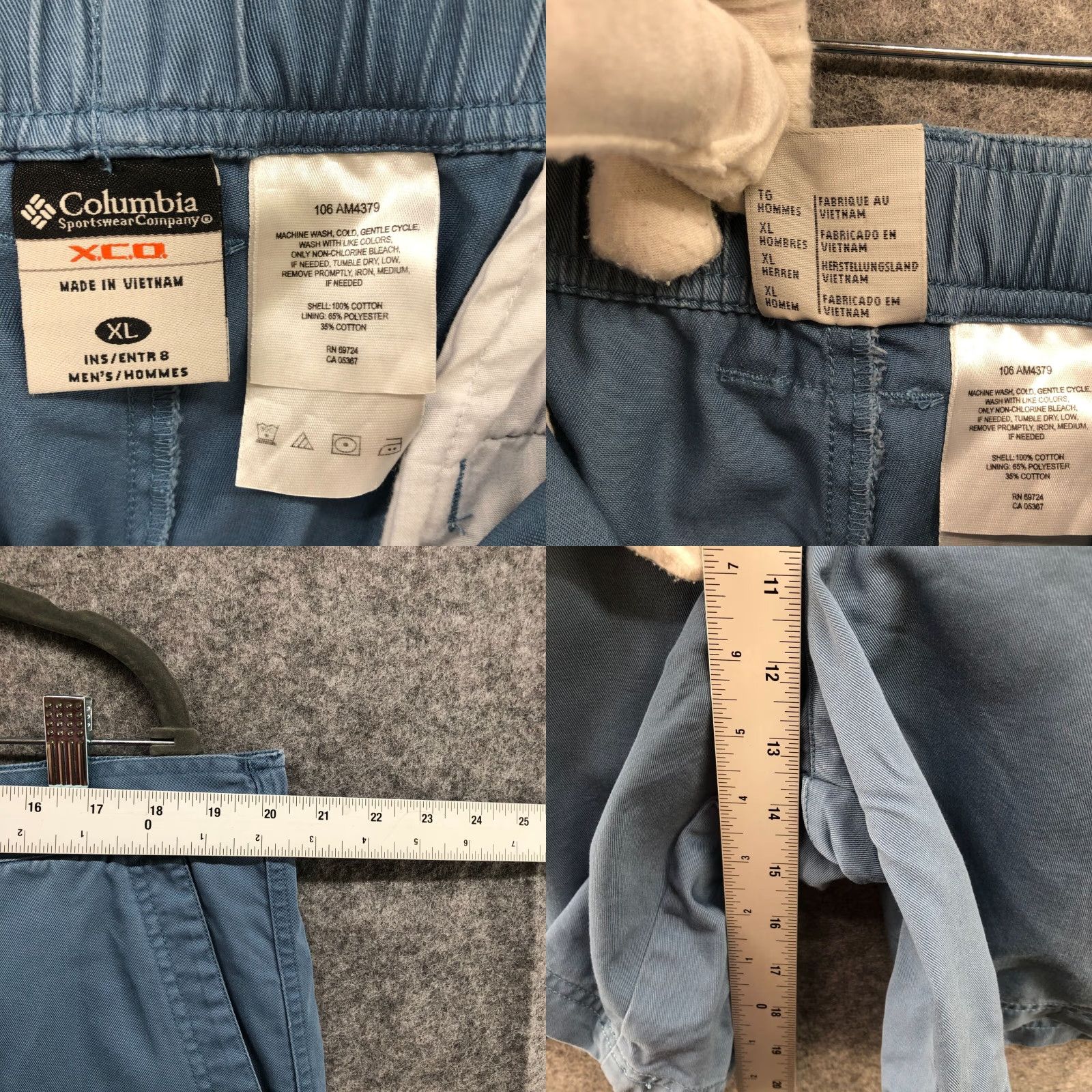 Vintage Columbia Mens XL Shorts Casual Chino 8" Relaxed Fit Blue Cotton Spring Summer Outdoor Size US 36 / EU 52 - 8 Thumbnail