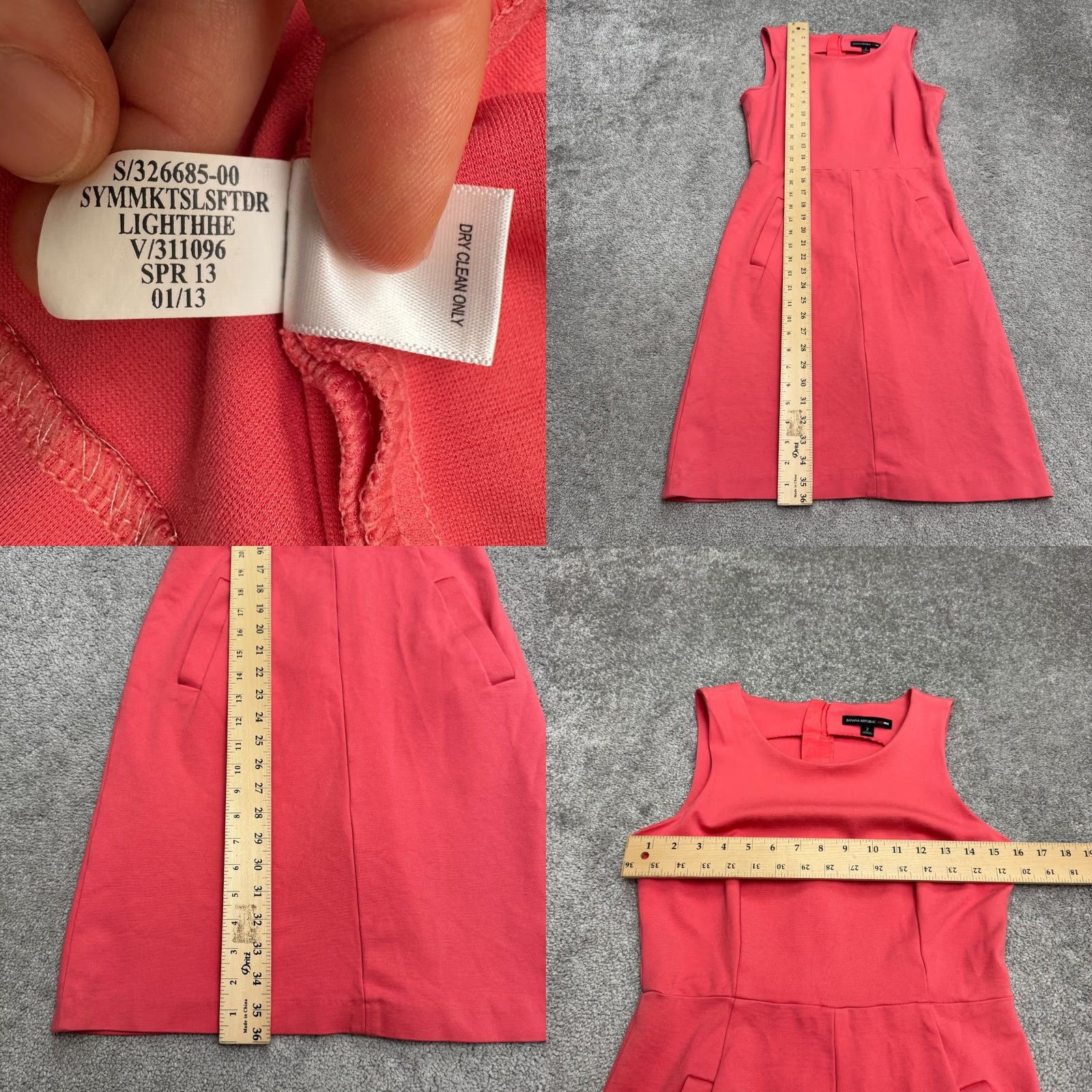 Banana Republic Banana Republic Sleeveless Midi Sheath Dress Womens Pink Pockets Size 2 Size XS / US 0-2 / IT 36-38 - 8 Thumbnail