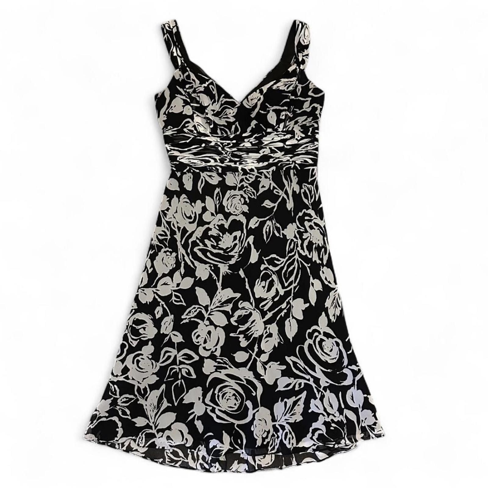 Ann Taylor Ann Taylor Dress Black White Floral Vintage Size S / US 4 / IT 40 - 1 Thumbnail