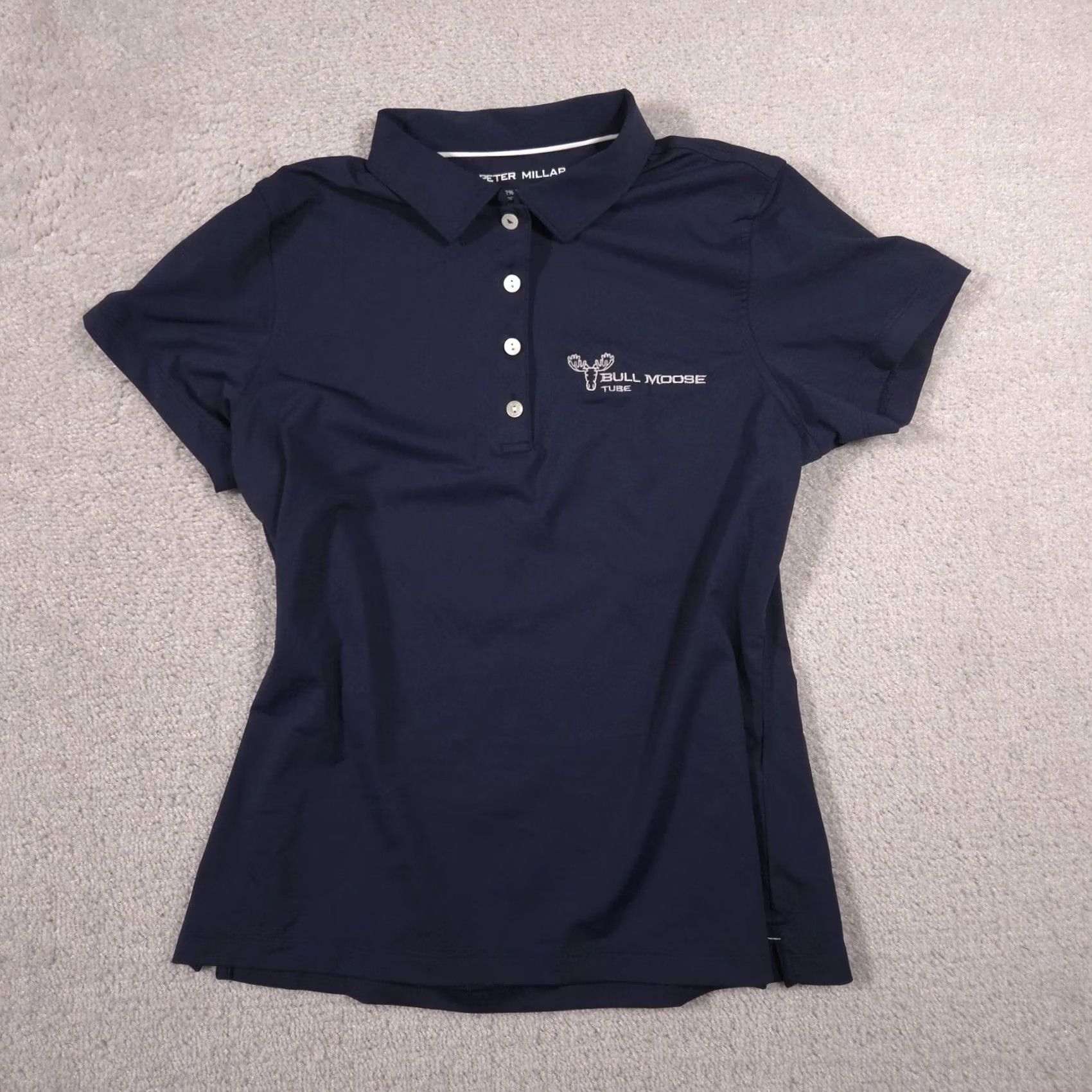 Peter Millar Peter Millar Polo Shirt Womens M Blue Solid Golf Short Sleeve Embroidered Bull Moose Tube Crown Logo Size M / US 6-8 / IT 42-44 - 2 Thumbnail