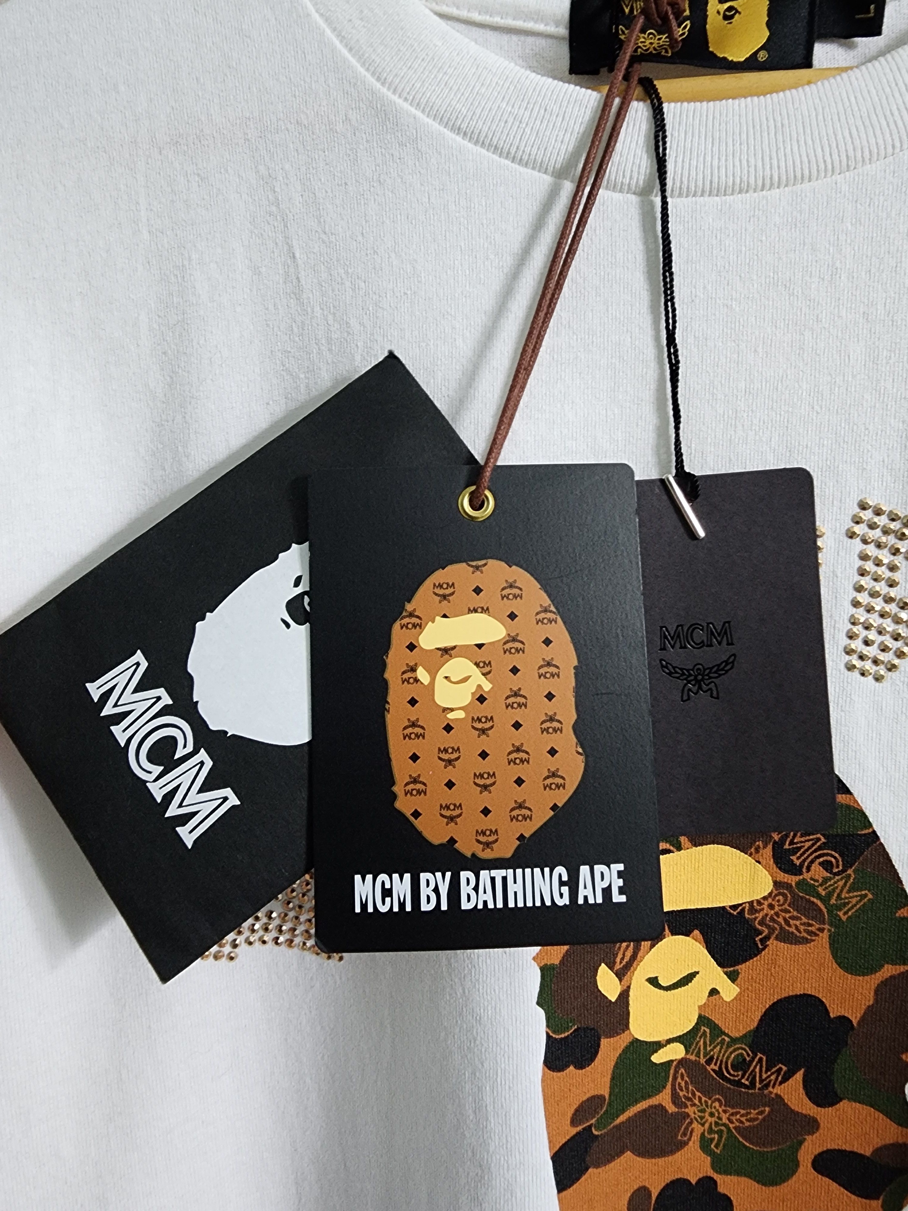 Bape × MCM BAPE x MCM Rhinestone College T-Shirt Size US L / EU 52-54 / 3 - 6 Thumbnail