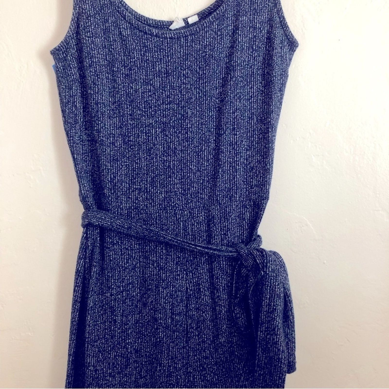 Gap Gap Cotton Knit Blue Wide Leg Scoop Neck Sleeveless Jumpsuit Size 22" - 4 Thumbnail