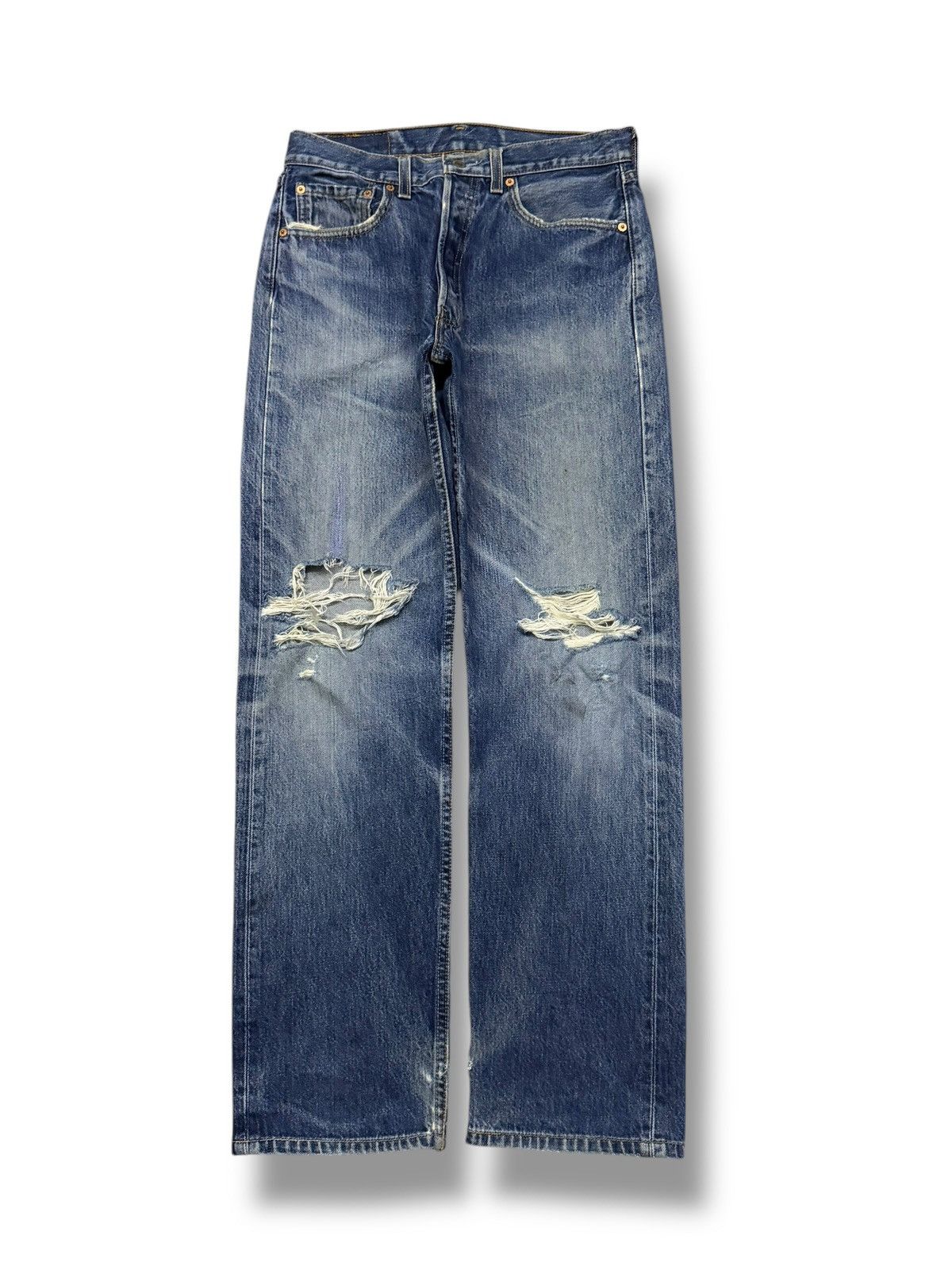 Levi's Vintage 90s Levi’s 501 Made in USA Distressed Denim Jeans 31 Size US 31 - 2 Thumbnail
