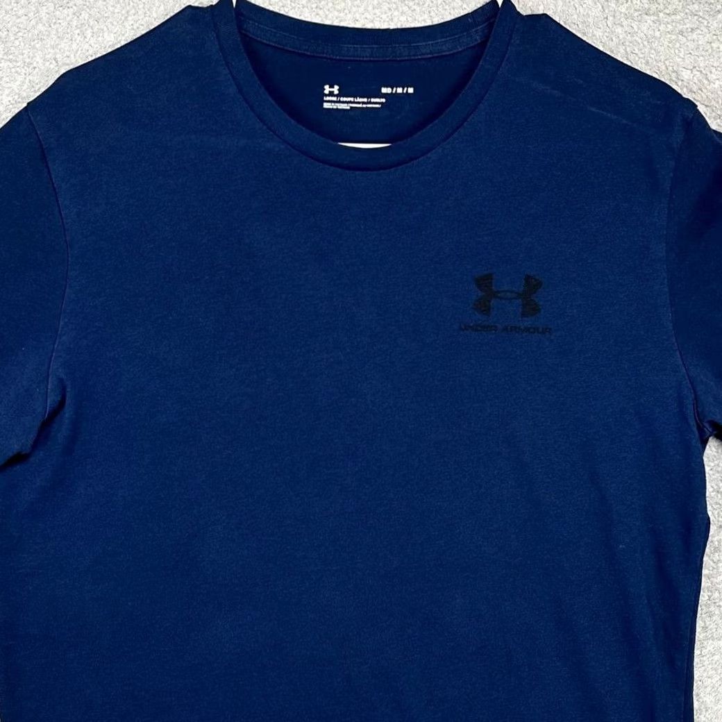 Under Armour Under Armour Shirt Mens Adult Medium Navy Blue Short Sleeve Logo T-Shirt Casual Breathable Polyester Microfiber Crew Neck Size US M / EU 48-50 / 2 - 2 Thumbnail