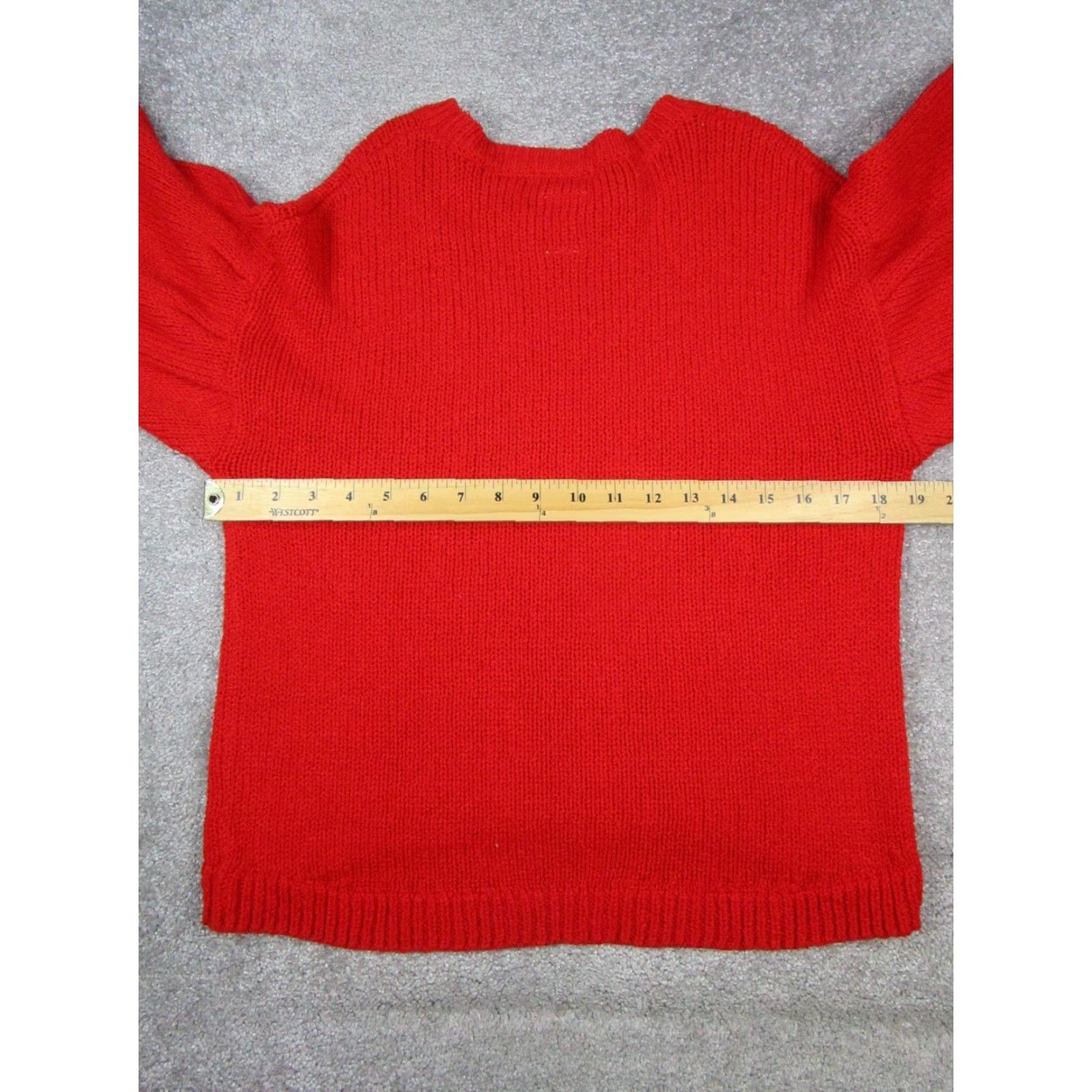 Zara ZARA Sweater Womens 12 Red Knit Pullover Round Neck Long Sleeve Knit Casual Pullover Women's 90s? (No, avoid mislead). Size XL / US 12-14 / IT 48-50 - 5 Thumbnail
