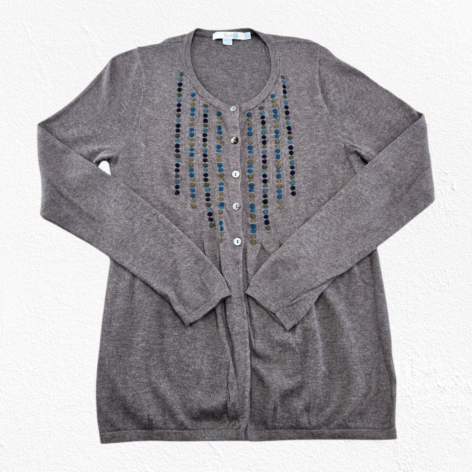 Boden Boden Embroidered Greige Cardigan Size 6 Size M / US 6-8 / IT 42-44 - 2 Thumbnail