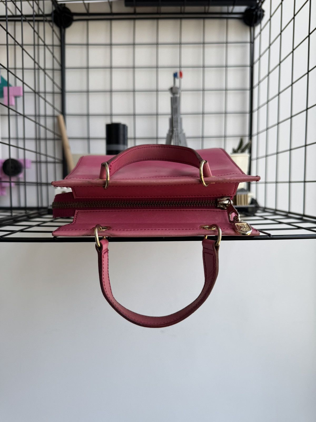 Celine Vintage Celine Triomphe Pink Leather Handbag Size ONE SIZE - 6 Thumbnail