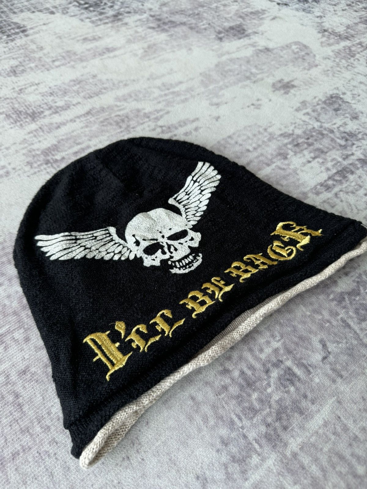 Japanese Brand Punk Skulls Poem Riot Beanie Cap Size ONE SIZE - 2 Thumbnail