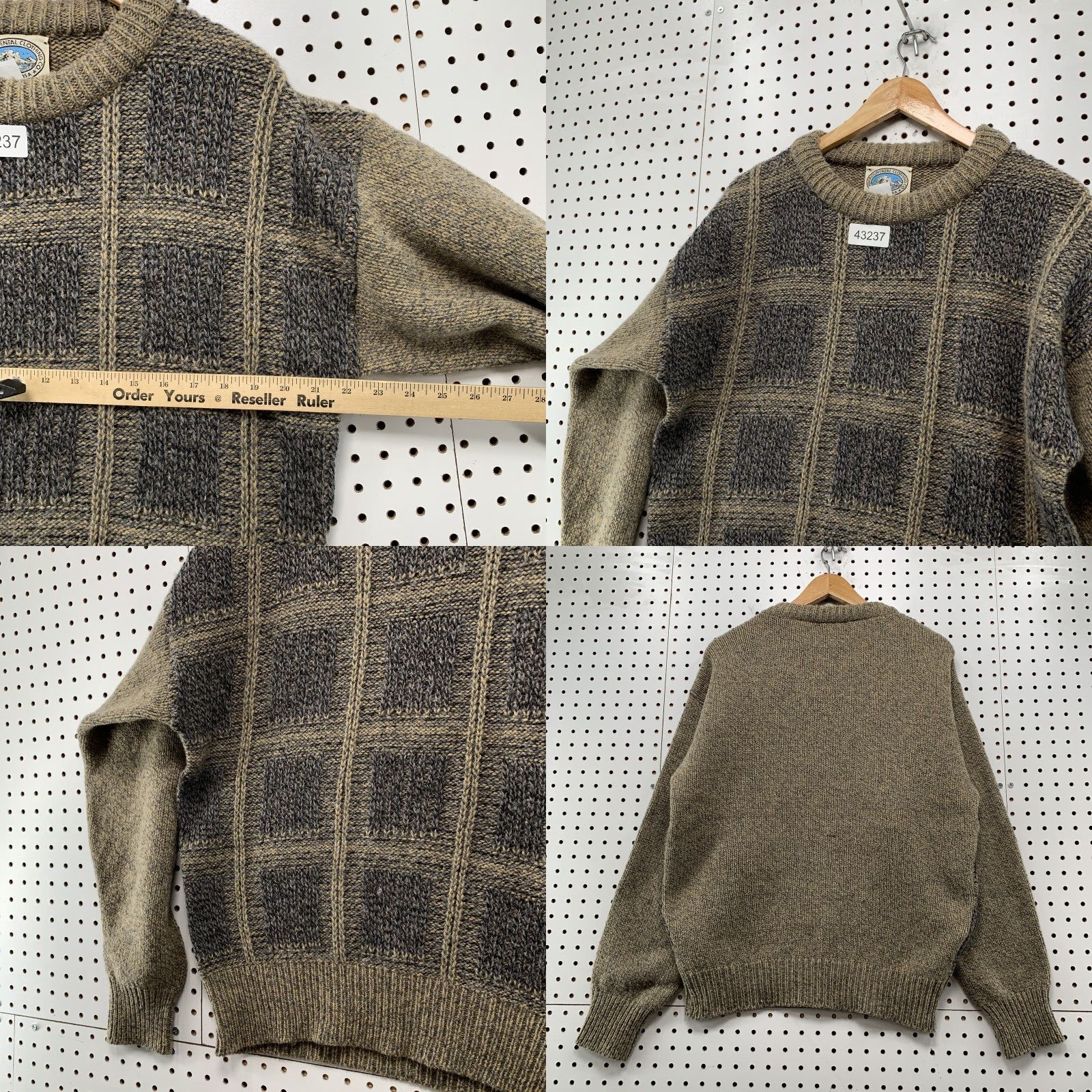 CO VINTAGE Environmental Clothing Co. Wool Knit Sweater Large Brown 90s Pullover Mens Size US L / EU 52-54 / 3 - 8 Thumbnail