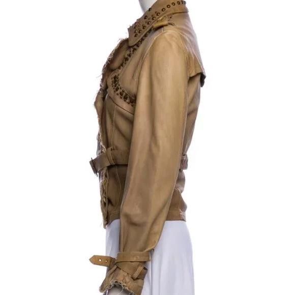 Designer Giorgio Brato Women's Tan and Brown Jacket Size M / US 6-8 / IT 42-44 - 5 Thumbnail