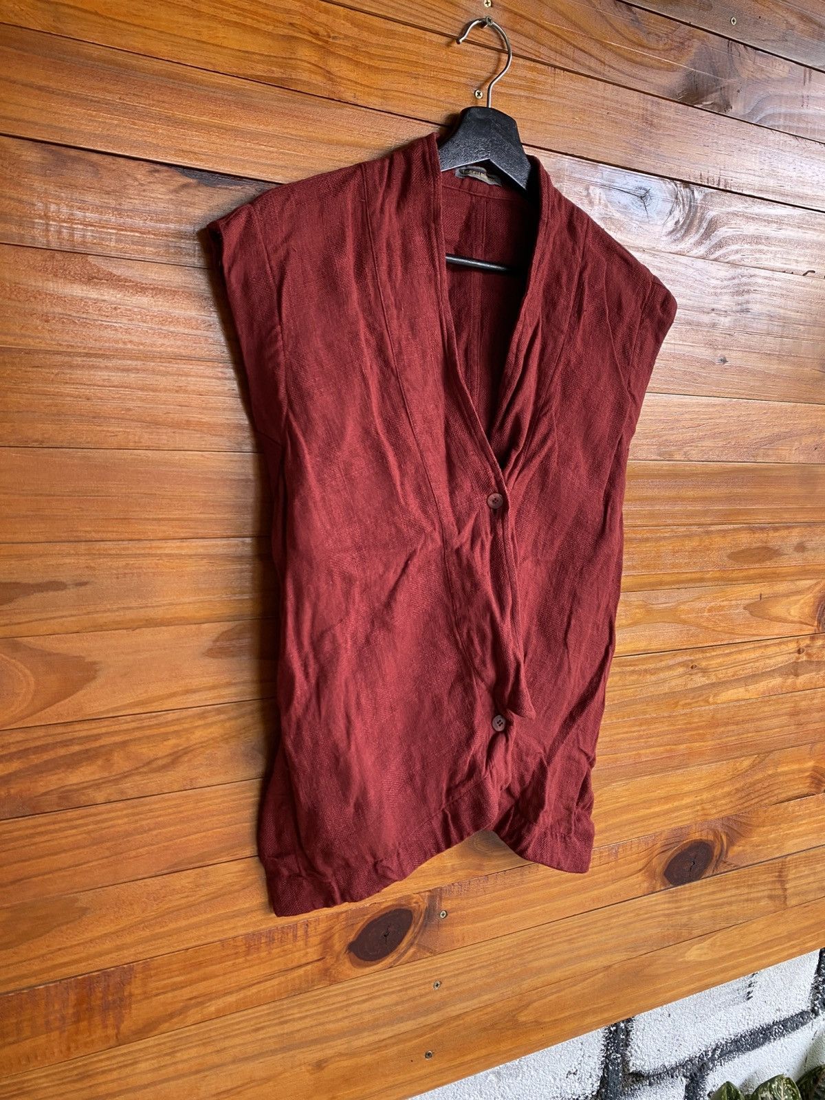 Issey Miyake Vintage Issey Miyake Sleeveless Wrap Vest Linen Look Size M / US 6-8 / IT 42-44 - 4 Thumbnail