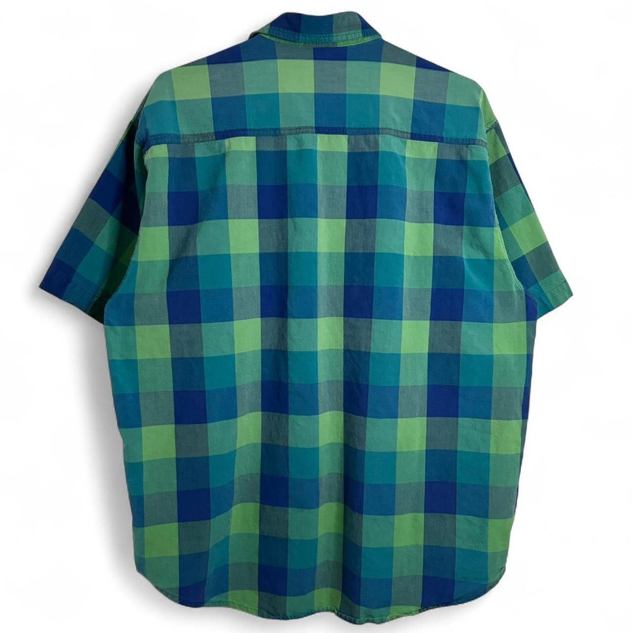 Vintage Vintage 90s Checkered Green And Blue Button-Up Shirt Size US L / EU 52-54 / 3 - 5 Thumbnail