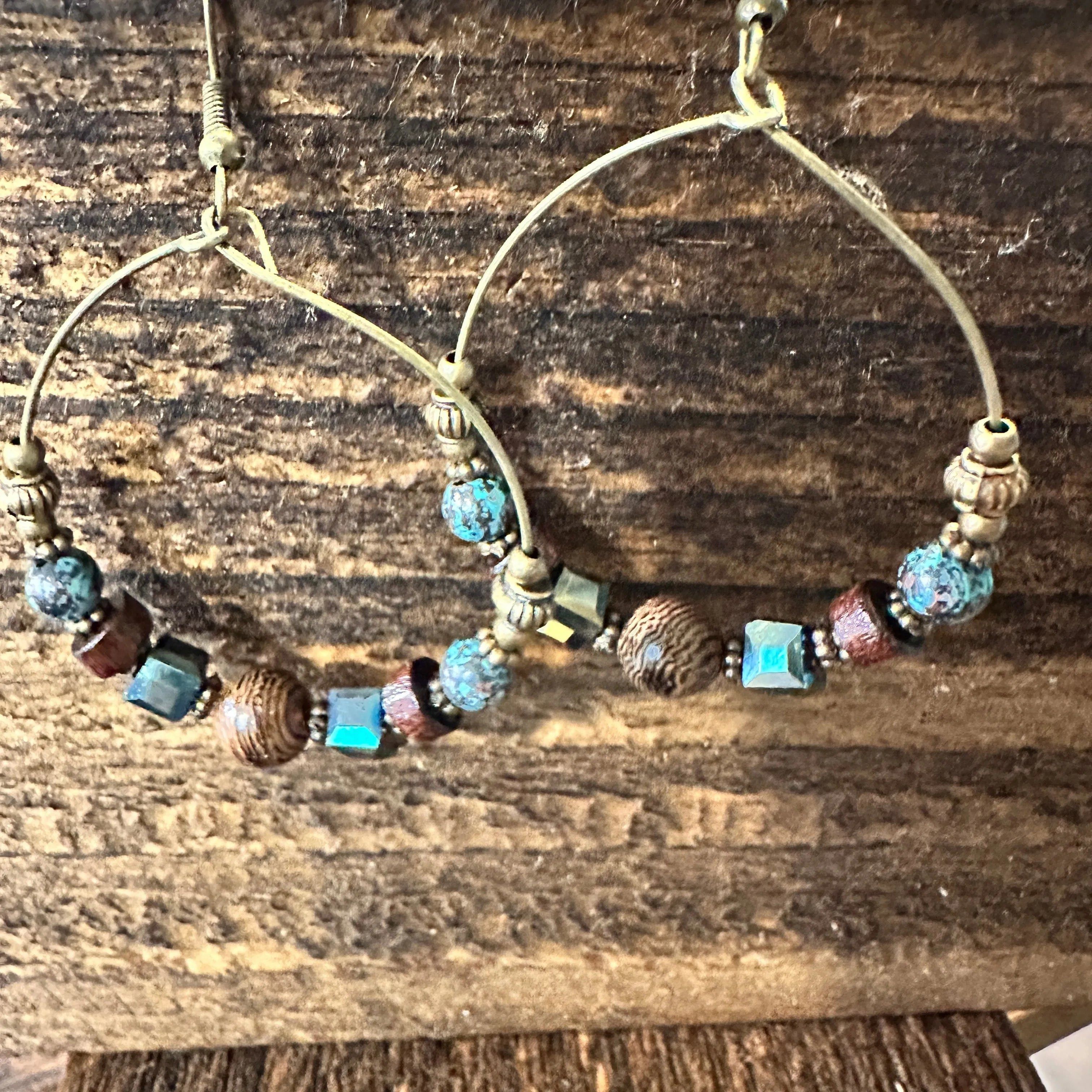 Other Handmade Western Hippie Copper Wire Wooden Beads Drop Earrin Size ONE SIZE - 3 Thumbnail