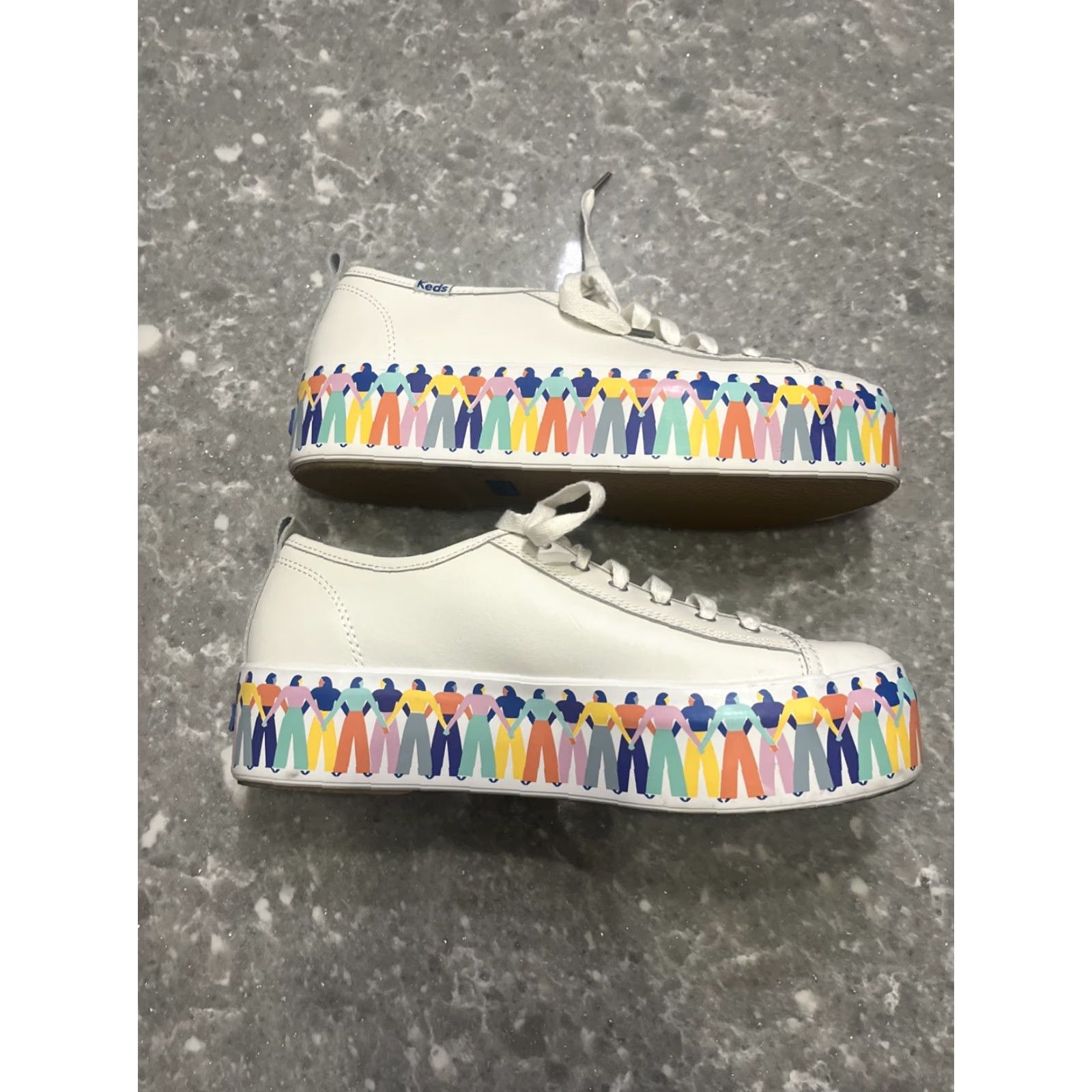 Keds Keds Triple Up Leather Rainbow Platform Sneakers WH65551 7.5 Womens Shoes White Rainbow Platform Sneakers Size US 8 / IT 38 - 6 Thumbnail