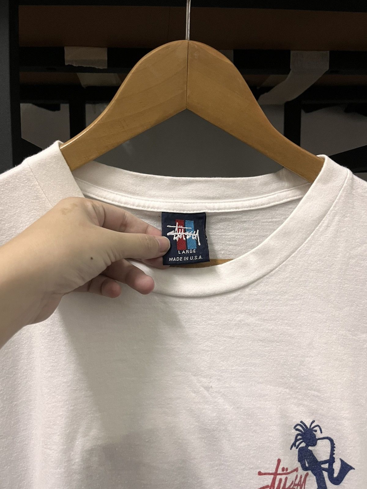 Stussy × Vintage Vintage Saxophone Guy White Shirt Size US L / EU 52-54 / 3 - 3 Thumbnail