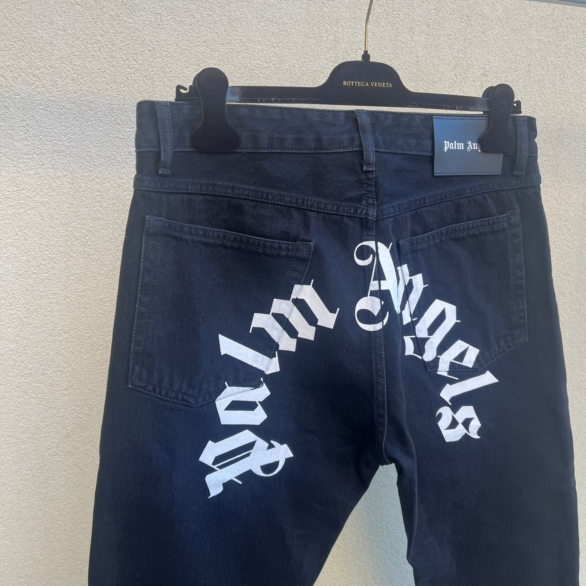 Palm Angels White Print Classic Logo Denim in Black Size US 32 / EU 48 - 4 Thumbnail