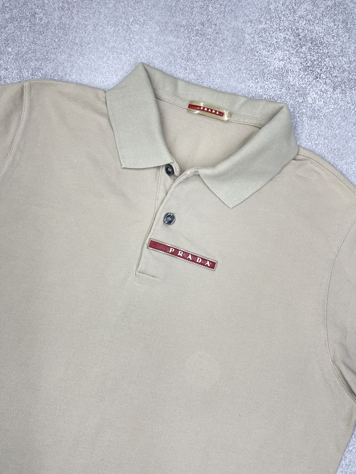 Prada Vintage Prada Red Tab Polo Shirt Beige Italy Size L Size US L / EU 52-54 / 3 - 4 Thumbnail