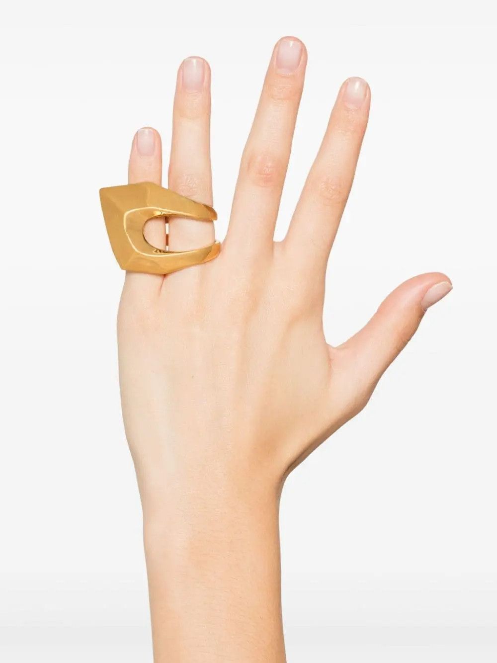 Alexander McQueen ALEXANDER MCQUEEN Modernit gold tone double metal ring M q Size ONE SIZE - 3 Thumbnail