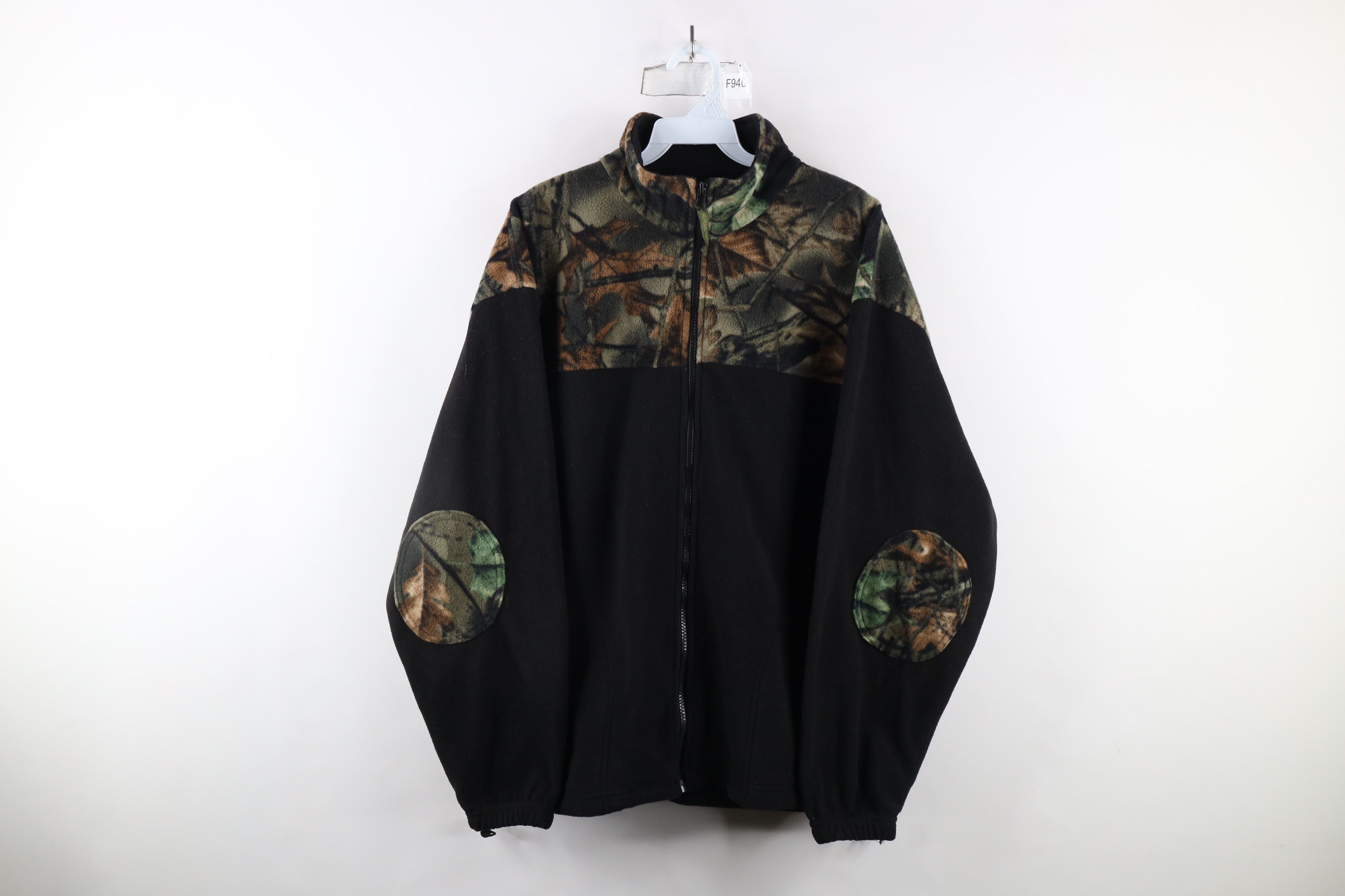 Vintage Vintage 90s Streetwear Camouflage Elbow Patch Fleece Jacket Size US L / EU 52-54 / 3 - 1 Thumbnail