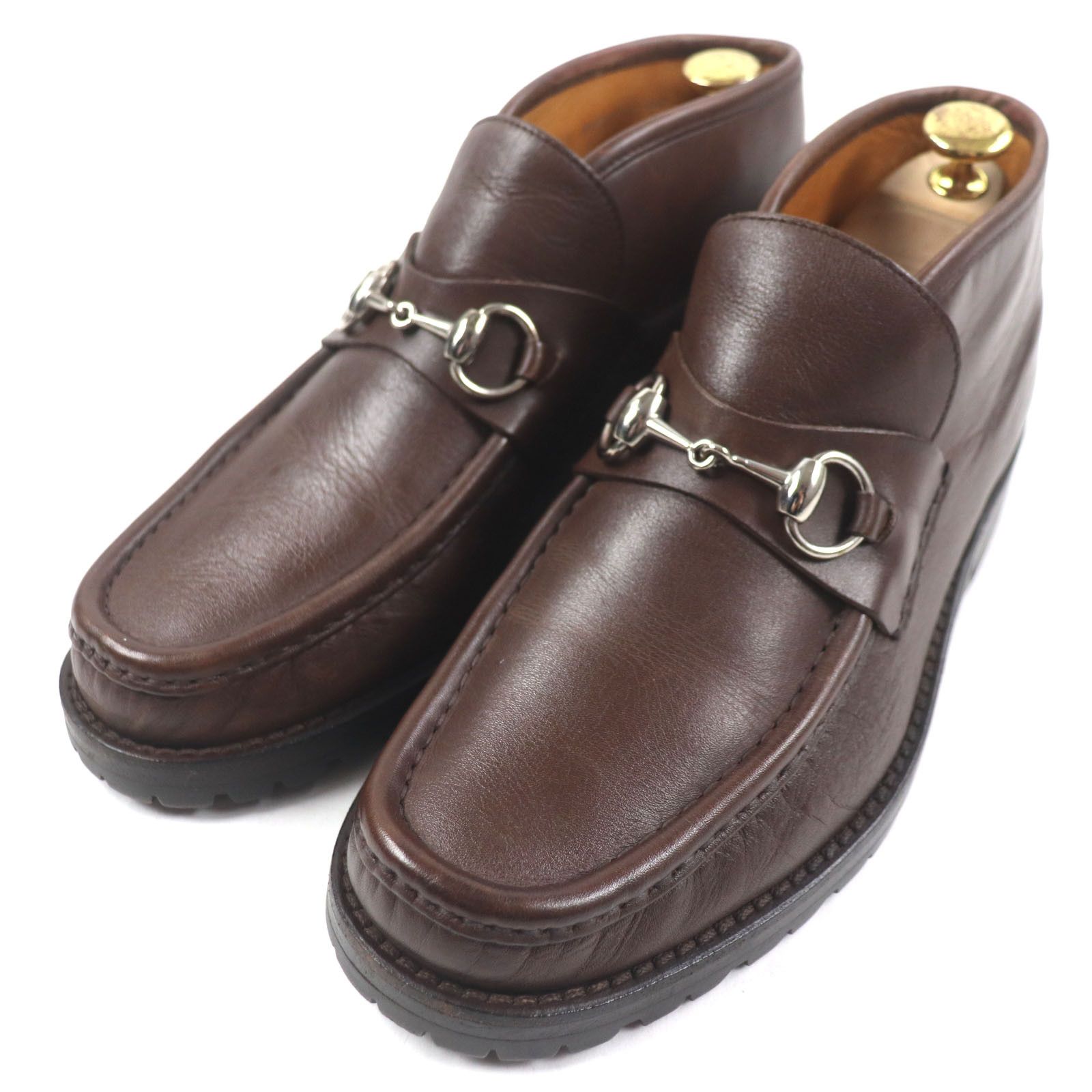 Gucci Gucci Horsebit U-Tip Leather Ankle Boots Leather Shoes 1140067 in Brown, Men's