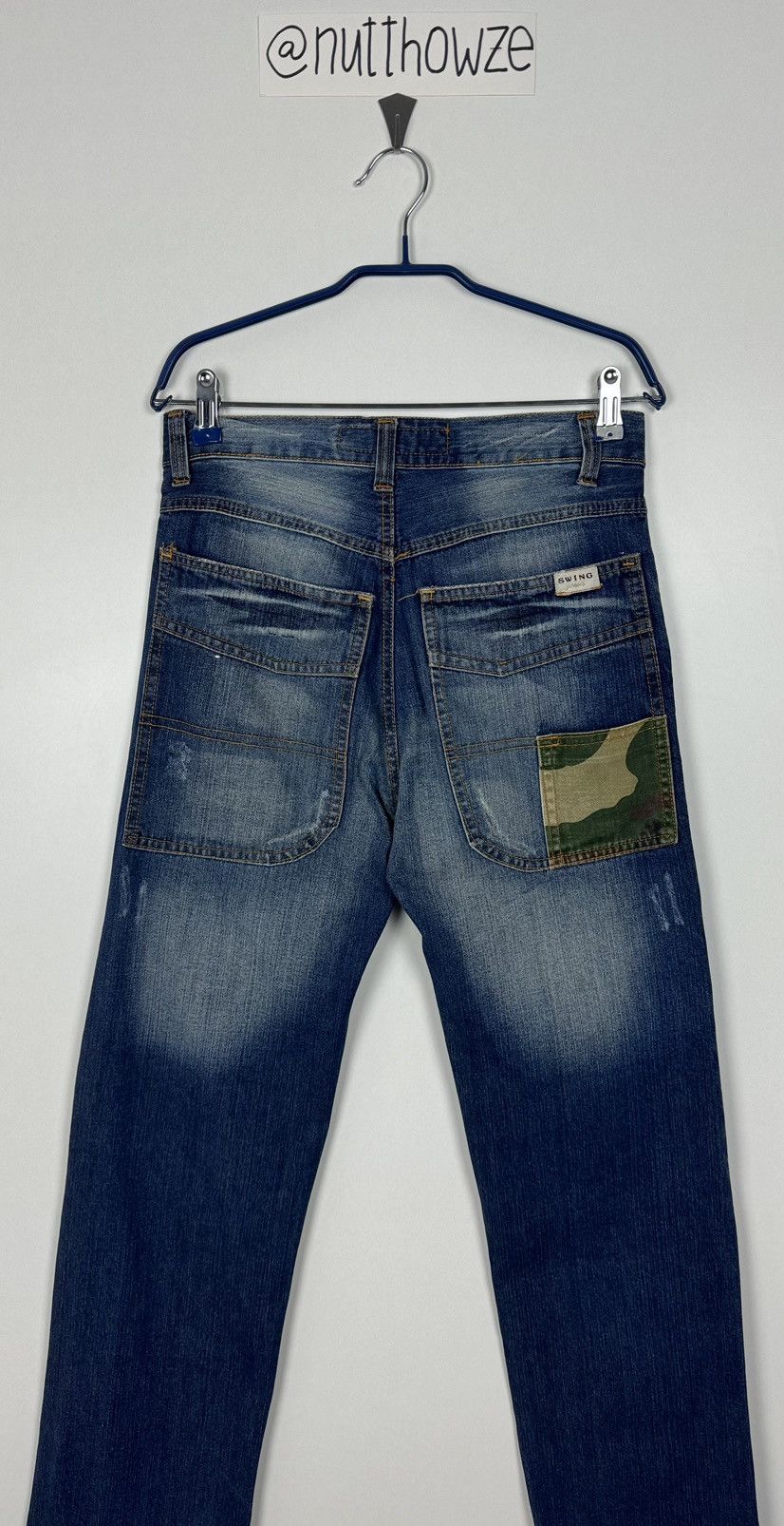 Vintage Japanese Style Camo Patched Distressed Denim Jeans Size US 29 - 11 Thumbnail