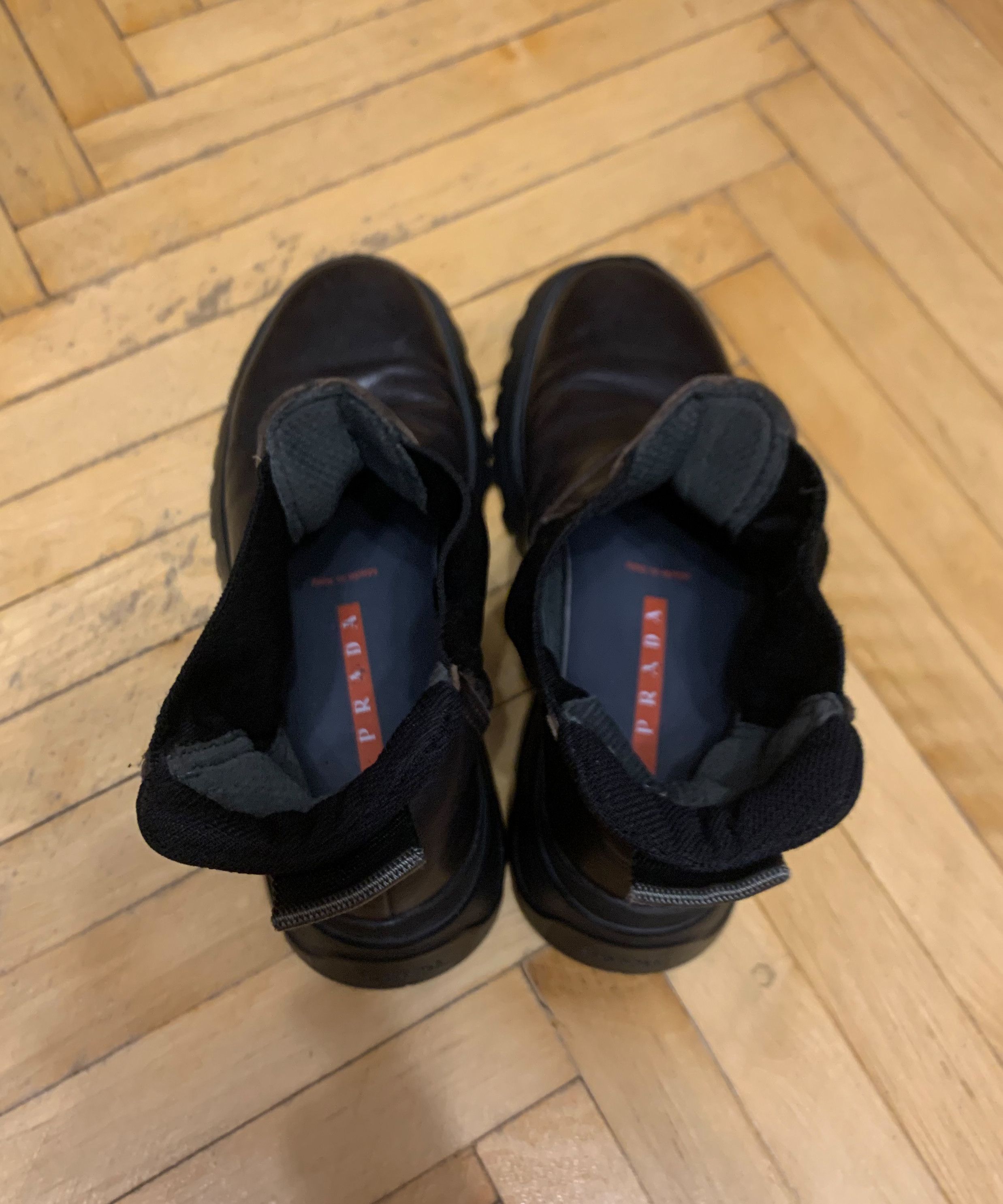 Prada 🔴 PRADA Boots Brown Shoes Vintage Leather Tractor Combat Size US 6.5 / IT 36.5 - 11 Thumbnail