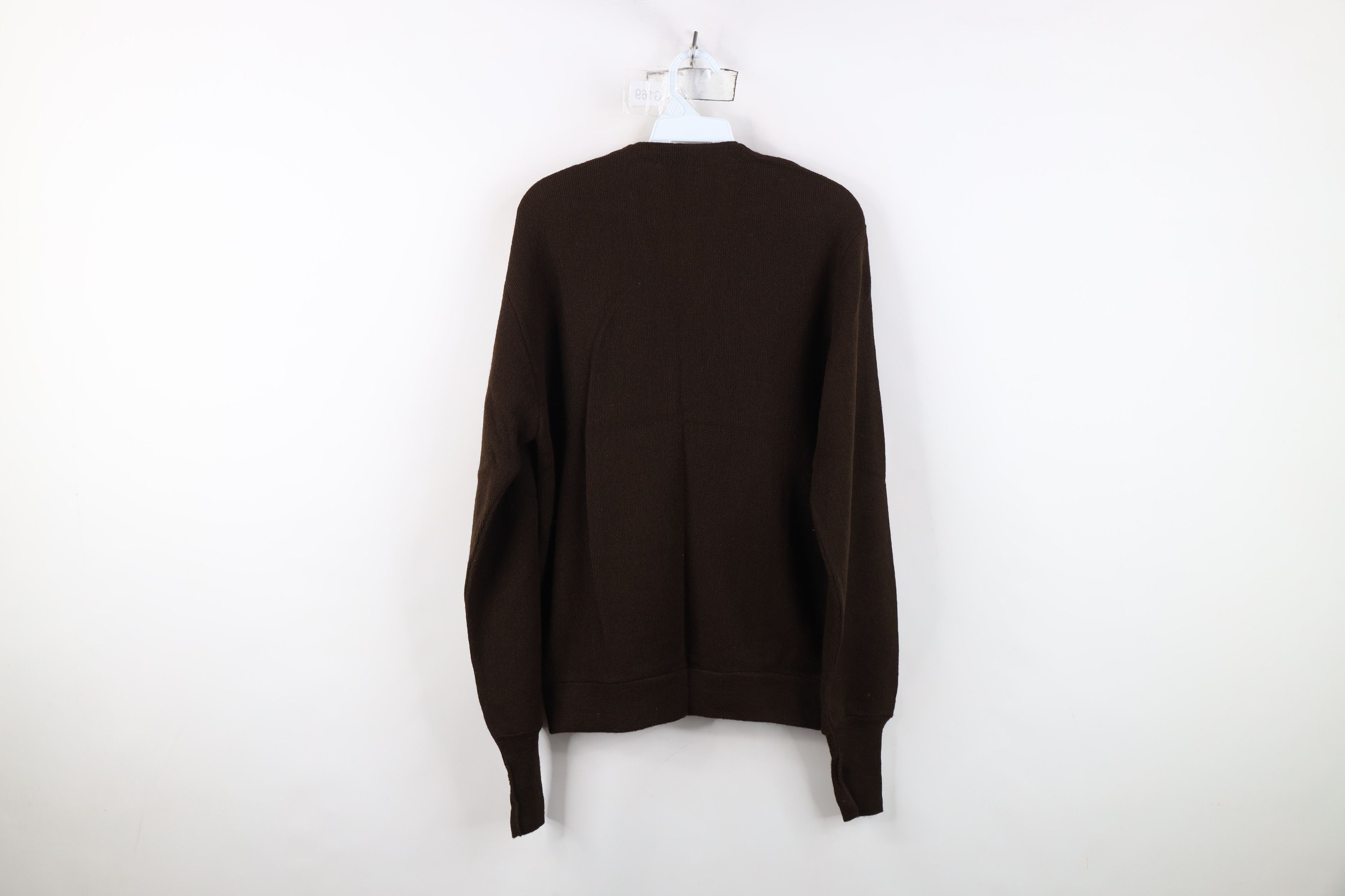 Vintage Vintage 70s Streetwear Blank Knit Cardigan Sweater Brown USA Size US L / EU 52-54 / 3 - 8 Thumbnail