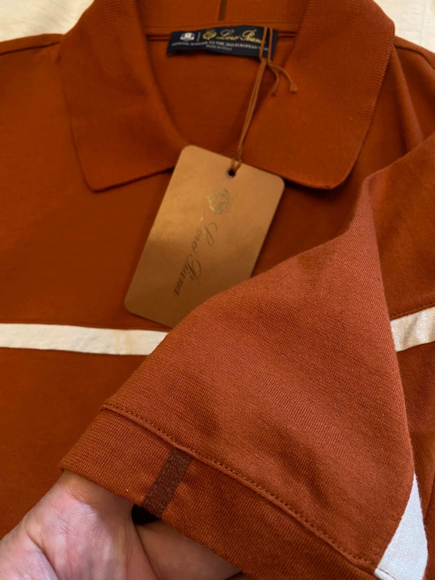 Loro Piana LORO PIANA Men's S Orange Knit Polo Shirt Size US S / EU 44-46 / 1 - 9 Thumbnail