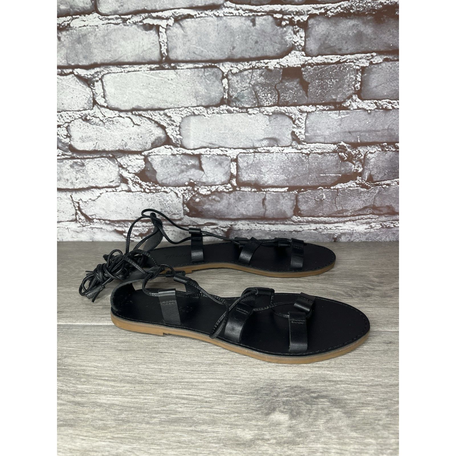Madewell Madewell Boardwalk Black Leather Gladiator Lace Up Sandals W Size US 8 / IT 38 - 4 Thumbnail
