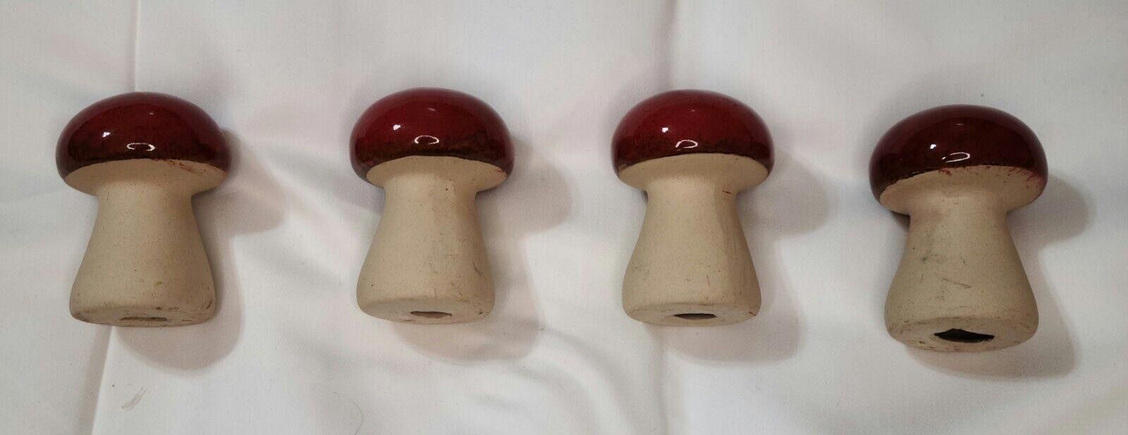 Topman Small Red Ceramic Mushrooms Garden Statue Toadstool Set of 4 Size ONE SIZE - 4 Thumbnail