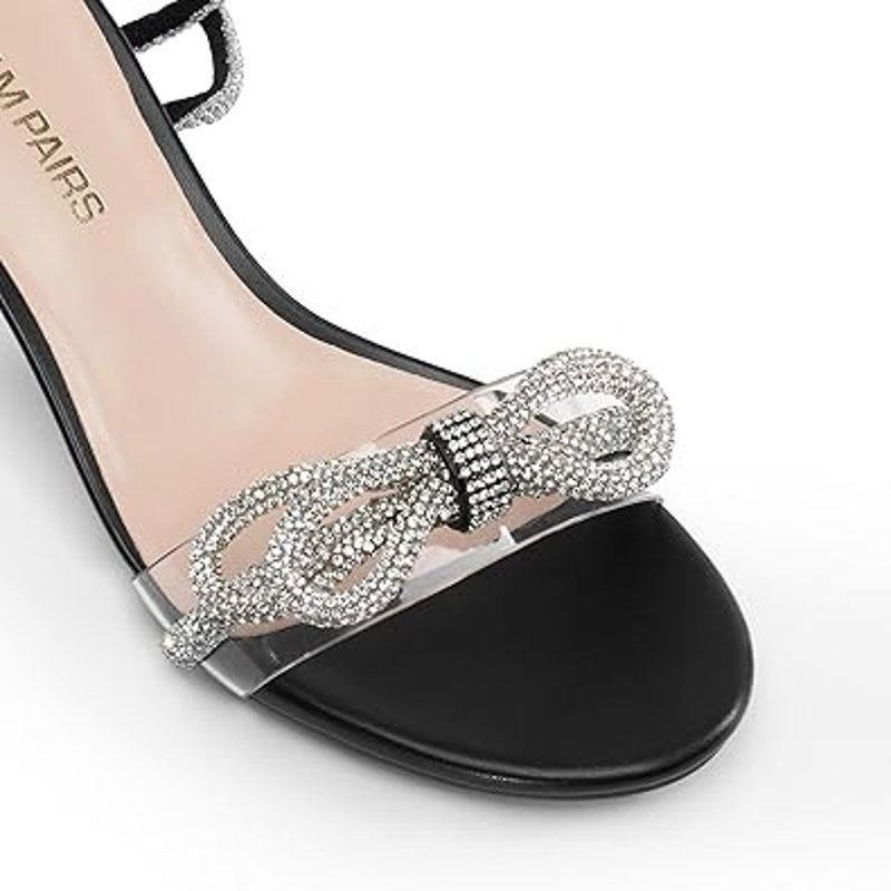 Other Dream Pairs Womens 9.5 Black Open Toe Clear Strap Bow 2.5" B Size US 9.5 / IT 39.5 - 5 Thumbnail