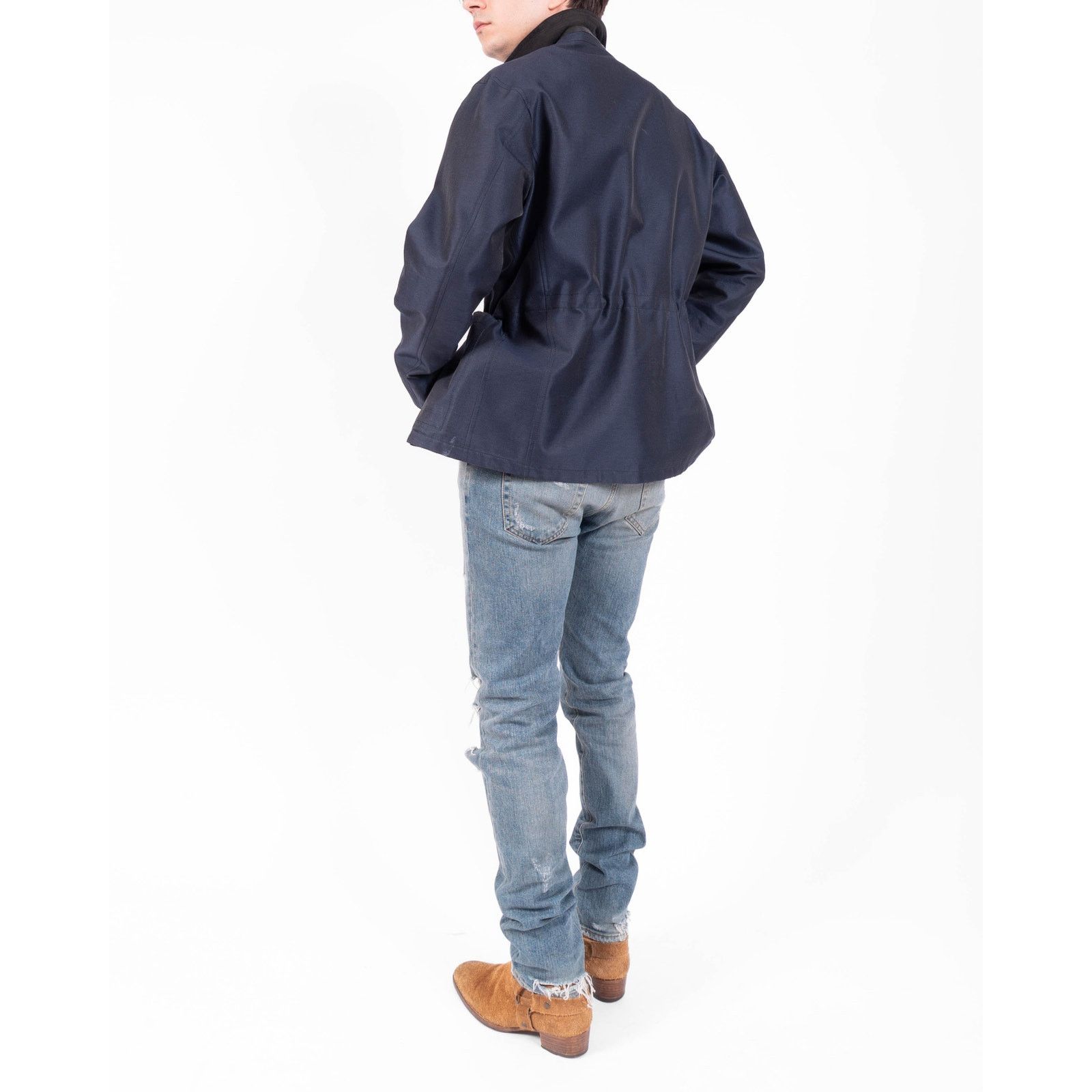 Berluti FW18 Oversized Military Jacket in Blue Silk Blend Size US L / EU 52-54 / 3 - 5 Thumbnail