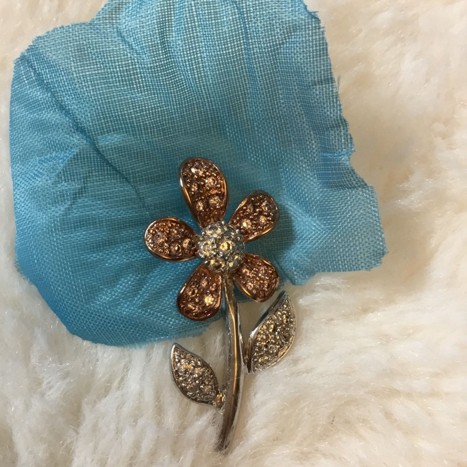 Other Sterling Silver Petal Two-Tone Crystals Pendant Size ONE SIZE - 2 Thumbnail