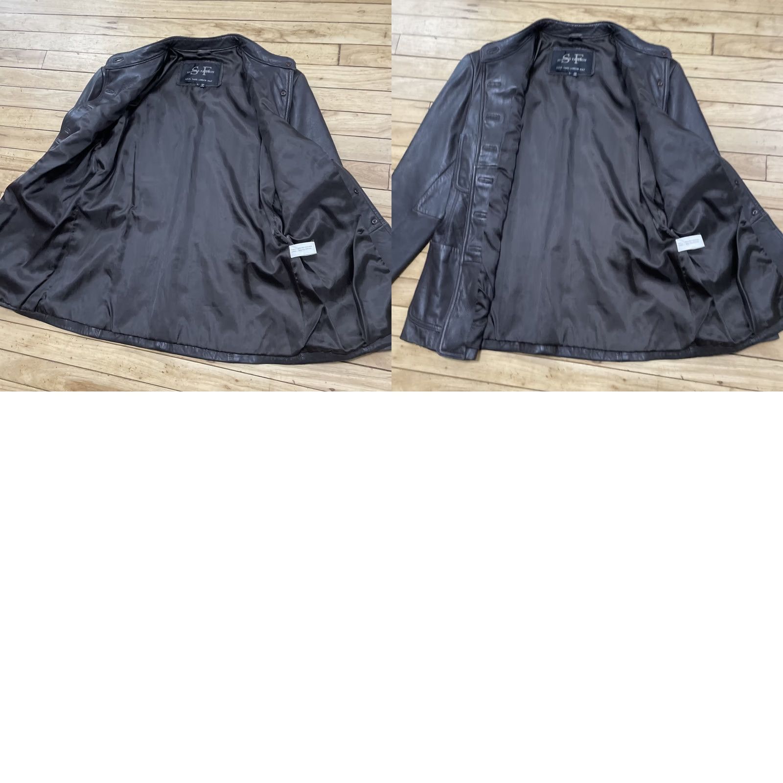 Vintage VINTAGE Suzie's Fashion Leather Jacket Women L 90s Mocha Chocolate Black Chore Coat Mock Neck Parka Size L / US 10 / IT 46 - 11 Thumbnail