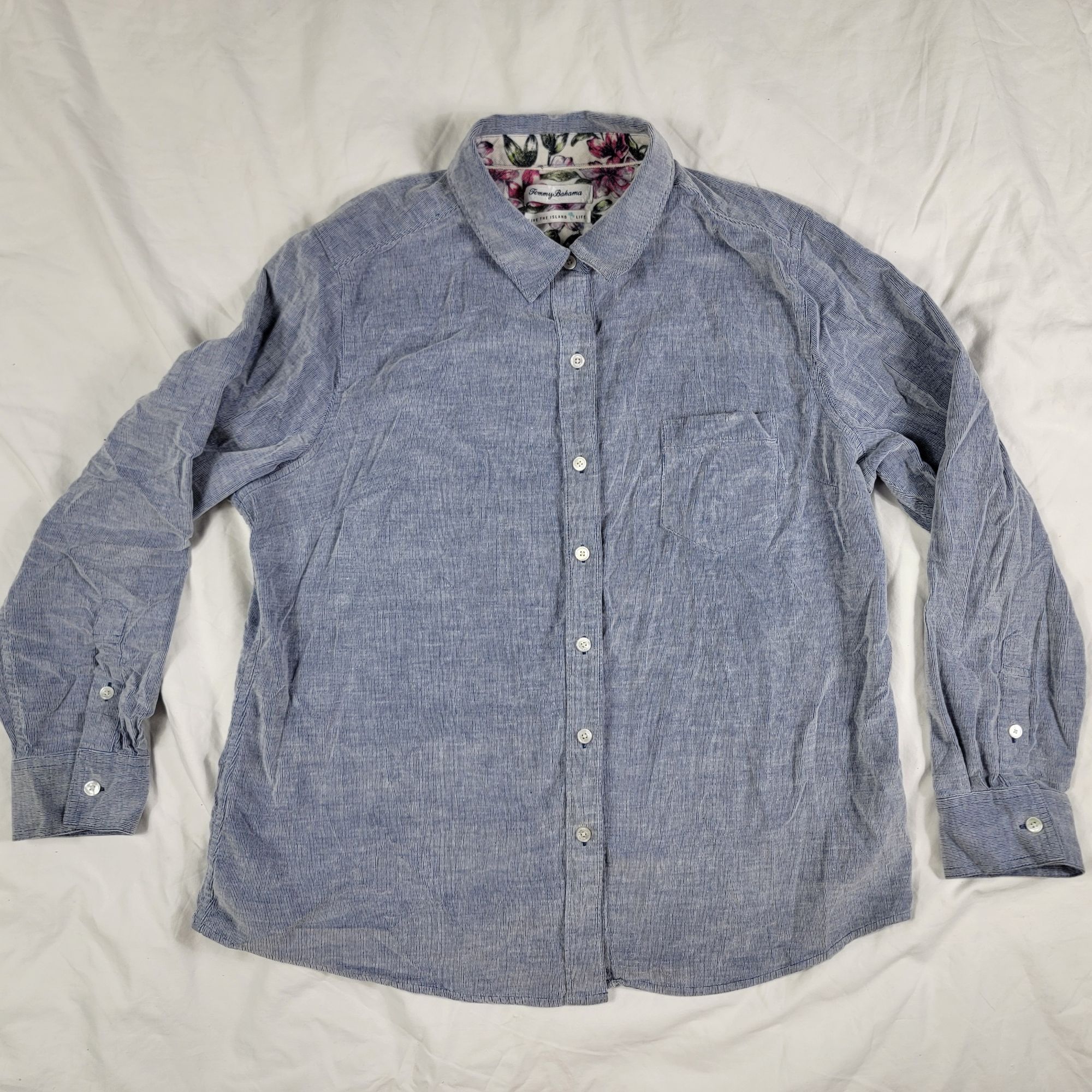 Tommy Bahama Tommy Bahama Mens Blue Large Long Sleeve Button Shirt Live T Size US L / EU 52-54 / 3 - 1 Thumbnail