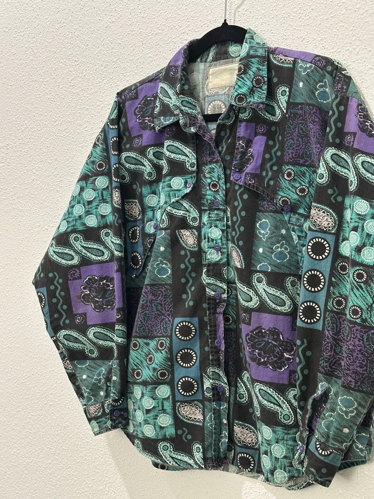 Other Vintage 80s Women’s Western Shirt Abstract Paisley Button Up Size XL / US 12-14 / IT 48-50 - 4 Thumbnail