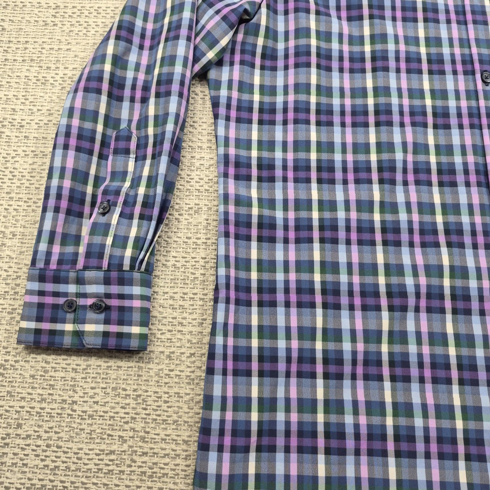Mizzen+Main Mizzen+Main Leeward Shirt Mens XL Button Up Plaid Trim Fit Stretch Dress Shirt Size 46R - 3 Thumbnail