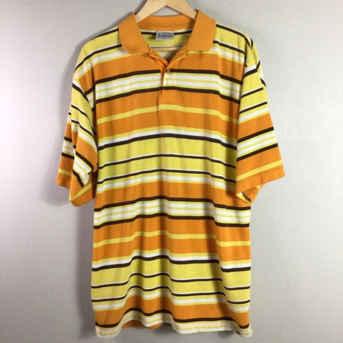 Streetwear Vintage Empire Bigland Polo T Shirt Yellow Orange Brown XL ...