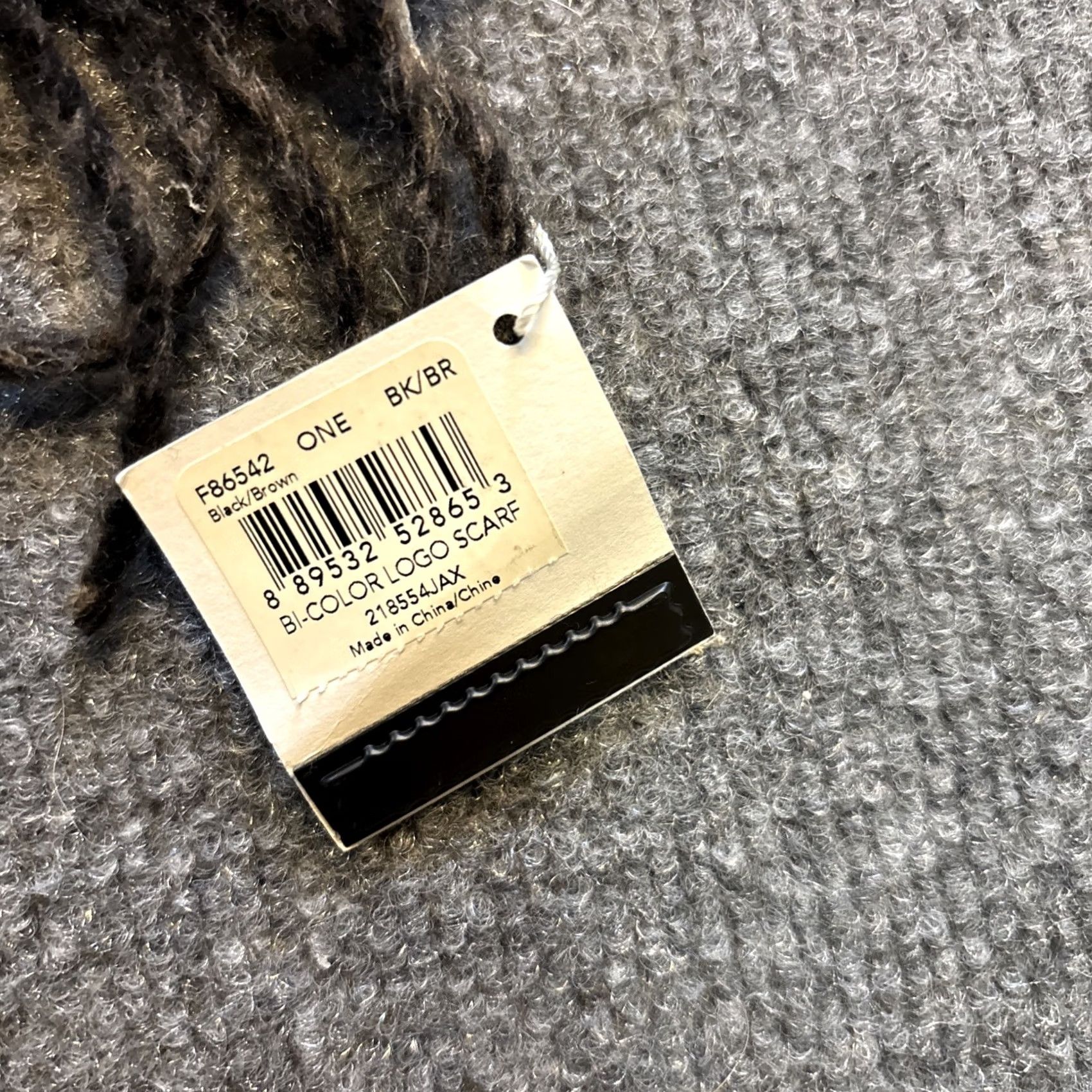 Coach NWT Coach Scarf Logo Bi-Color Wool Cashmere Blend 68” Long Black Brown Unisex Rectangle Neck Warmer Size ONE SIZE - 3 Thumbnail