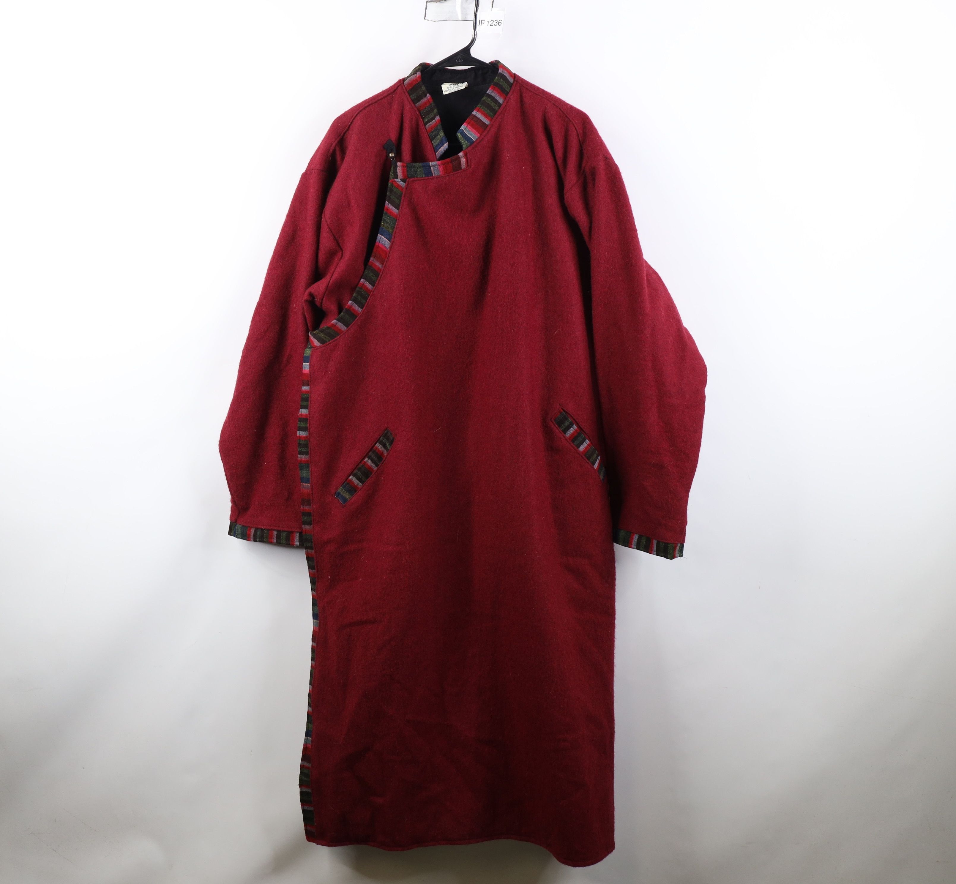 Vintage Vintage 90s Streetwear Nepal Oriental Wool Coat Jacket Red Size US XL / EU 56 / 4 - 1 Thumbnail