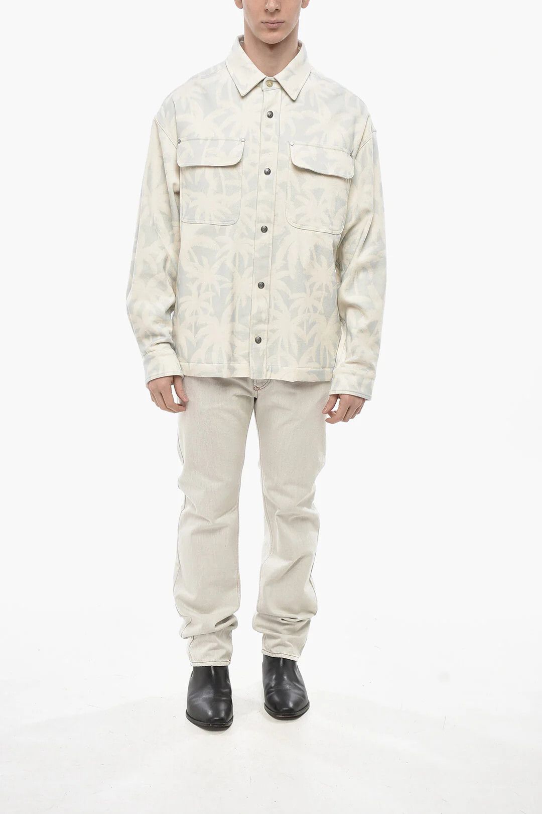 Palm Angels og1mm0326 Cotton Cloth Overshirt in Grey Size US M / EU 48-50 / 2 - 4 Thumbnail