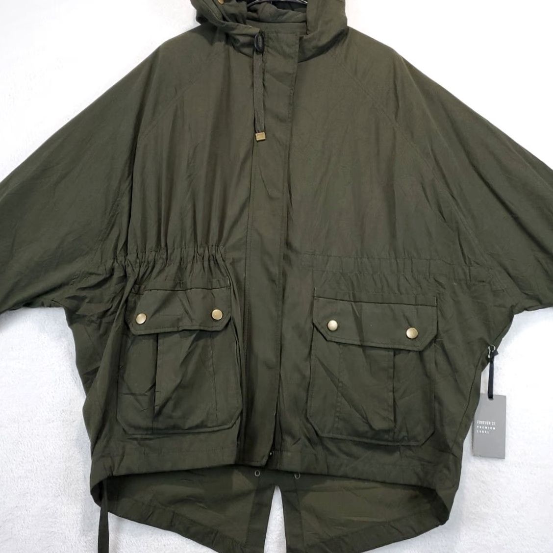 Forever 21 FOREVER 21 Olive Green Military Jacket Women's L Hooded Gorpcore Casual Travel Workwear Military Jacket Size L / US 10 / IT 46 - 6 Thumbnail