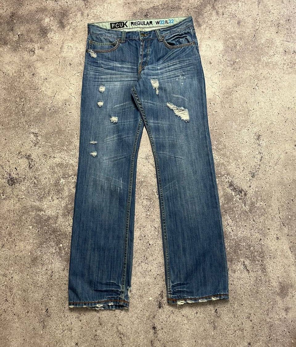 FCUK French Connection Y2K Distressed Blue Jeans Size 32x32 Size US 32 / EU 48 - 1 Thumbnail